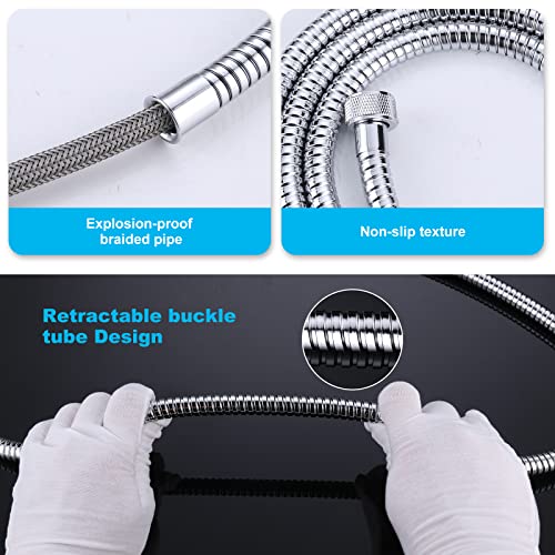 Aleasha Chrome Finished Shower Hose, 99 Inches Extra Long Shower Hose Attachment for Shower Head SUS 304 Stainless Steel Bathroom Bathing Handheld Shower Head Hose with Brass Insert and Nut - Image 3