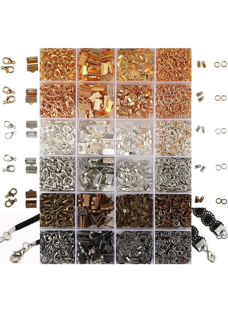 DIY Crafts - DIY Crafts (12 Sets, K C Gold) Fold Over Crimp Cord Ends for Jewelry Making – 1 Set = 6x Cord End Clamps - 6x Cord Clamp Ends Crimp 1 mtr Chain Jewelry Finding for Leather Ribbon - Image 1