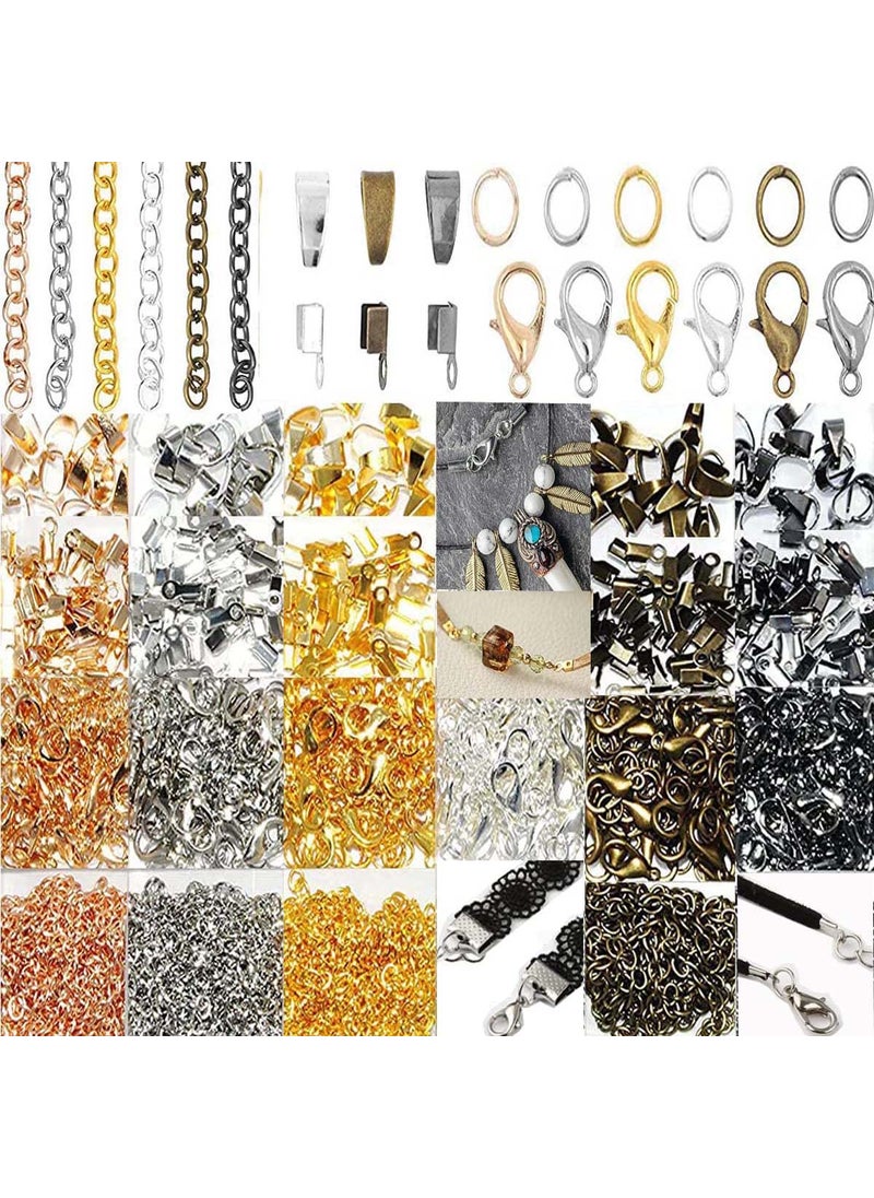 DIY Crafts - DIY Crafts (12 Sets, K C Gold) Fold Over Crimp Cord Ends for Jewelry Making – 1 Set = 6x Cord End Clamps - 6x Cord Clamp Ends Crimp 1 mtr Chain Jewelry Finding for Leather Ribbon - Image 1