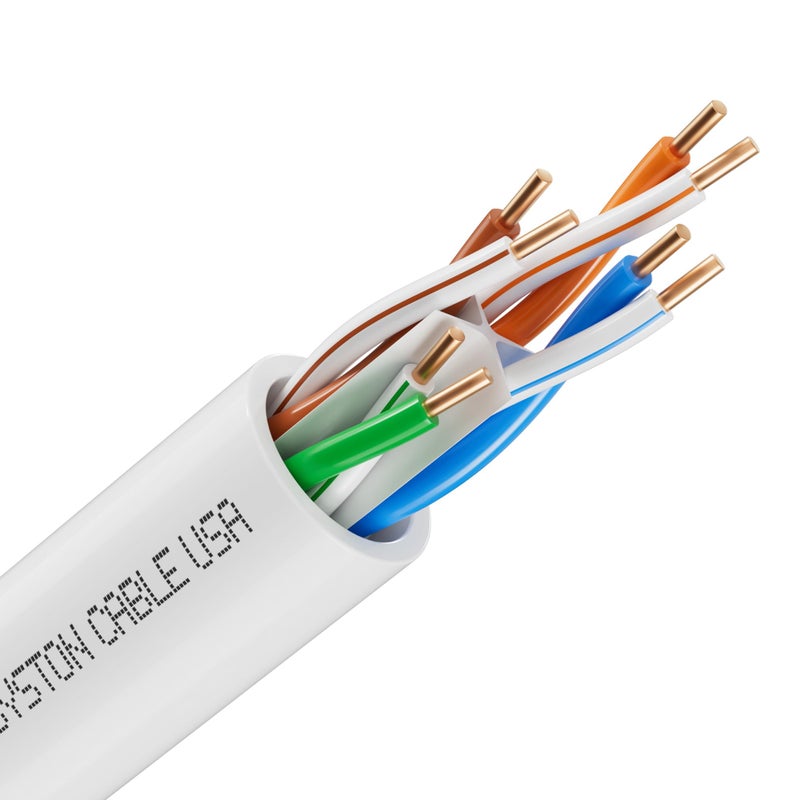 Syston Cable Technology Cat 6A+ Ethernet Network Cable, 750MHz 23AWG Solid Bare Copper Wire Outdoor/Indoor, No Ends 100/250/500/1000 Ft Available, Heat Resistant Riser Rated (50 FT, CMR, White-CMR) - Image 1