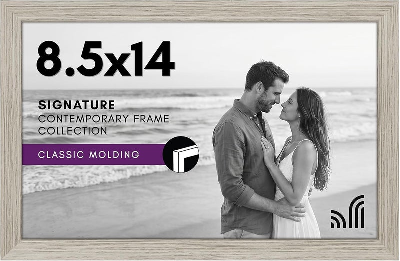 Americanflat 8.5x14 Picture Frame with Shatter-Resistant Glass - Gallery Style Frame with Engineered Wood - Signature Collection - Photo Frame for Wall Display - Driftwood - Image 1
