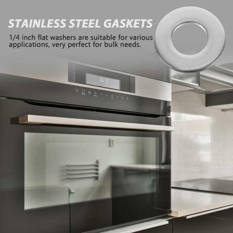 80 Pcs 1 4 Inch Stainless Steel Flat Washers Anti Loosening Gaskets For Screws Bolts - Image 5