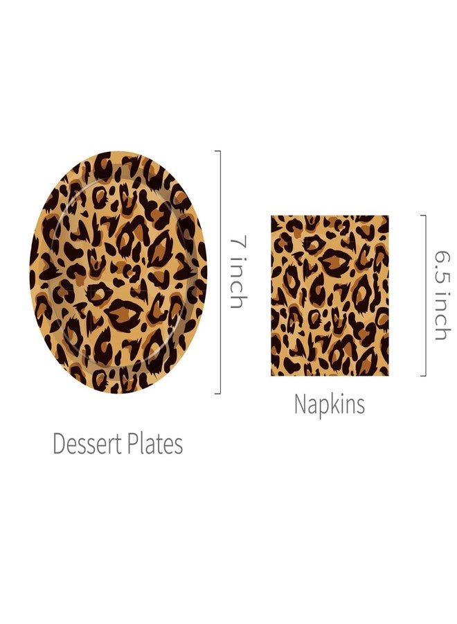 Lide Road Leopard Plates and Napkins Serves 24 Gusets 64 Pcs Leopard Party Supplies Disposable Tableware Set Paper Dinner Dessert Cake Plates Napkins for Leopard Themed Birthday Parties Decoration - Image 3