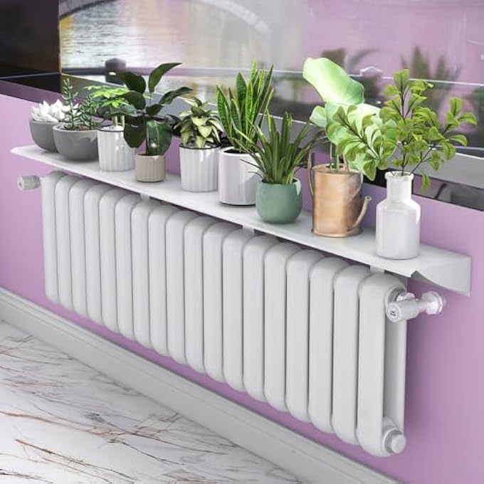 RADIATOR SHELF ABOVE RADIATOR, RADIATOR COVER, MODERN WHITE STORAGE SHELF, ALUMINIUM ALLOY STORAGE SHELF, RADIATOR COVER FOR RADIATOR, HEATED TOILET HEATING, WITHOUT DRILLING 40 CM - Image 2