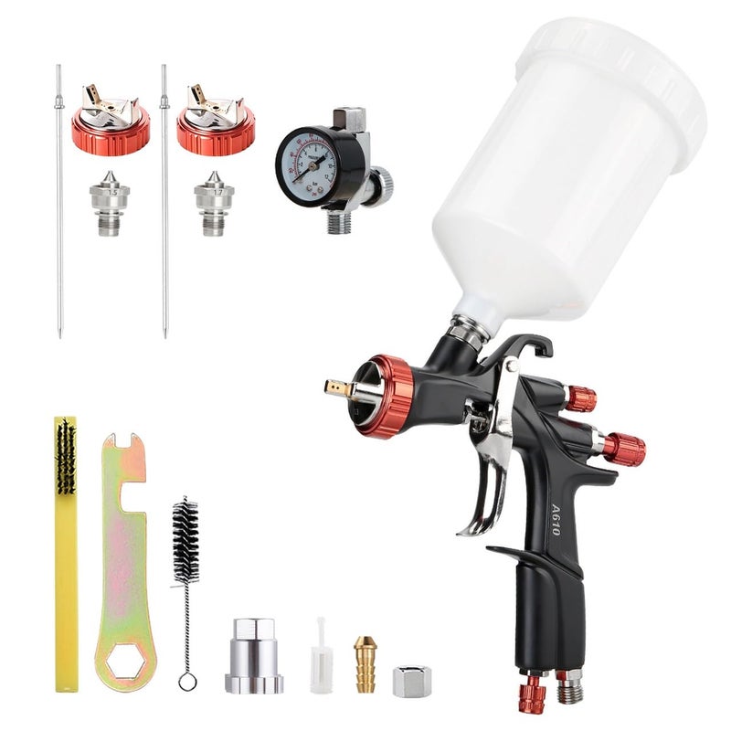 AEROPRO TOOLS R500 LVLP Air Spray Gun with 1.3/1.5/1.7mm Nozzles & Air Regulator, A610 Paint Guns Automotive, Car Paint Gun Sprayer, Paint Gun for House Painting, Car, Furniture, Varnish and Top Coat - Image 1