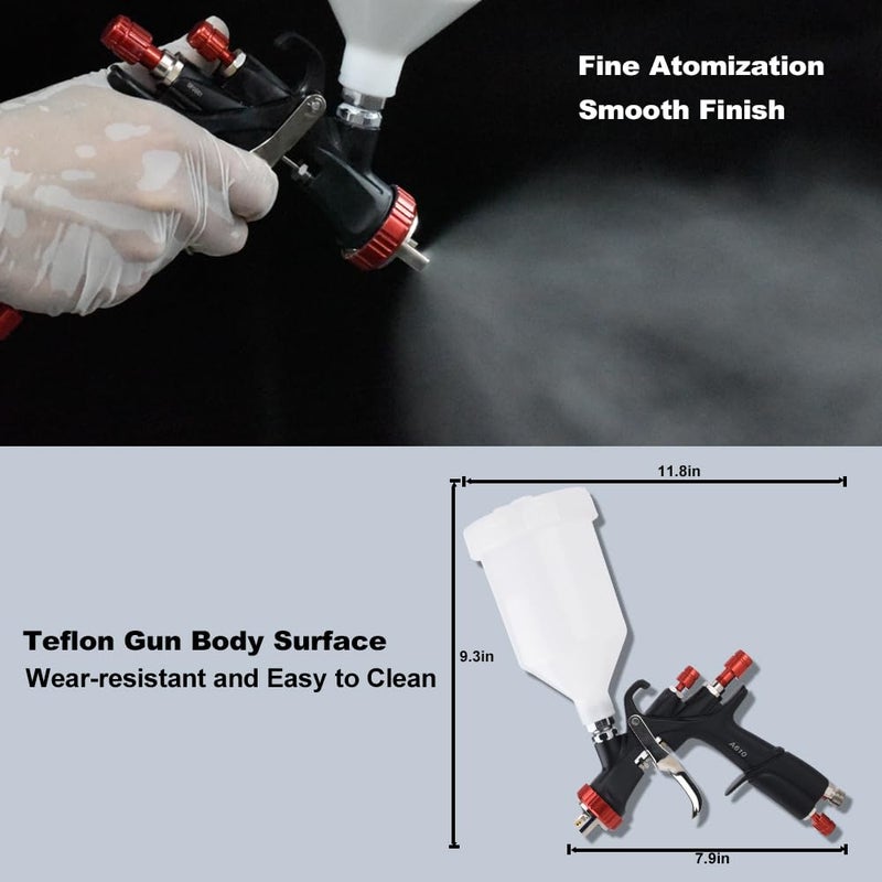 AEROPRO TOOLS R500 LVLP Air Spray Gun with 1.3/1.5/1.7mm Nozzles & Air Regulator, A610 Paint Guns Automotive, Car Paint Gun Sprayer, Paint Gun for House Painting, Car, Furniture, Varnish and Top Coat - Image 4