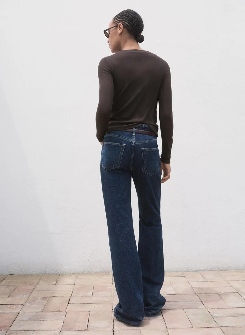 MANGO Long-sleeved boat-neck t-shirt
