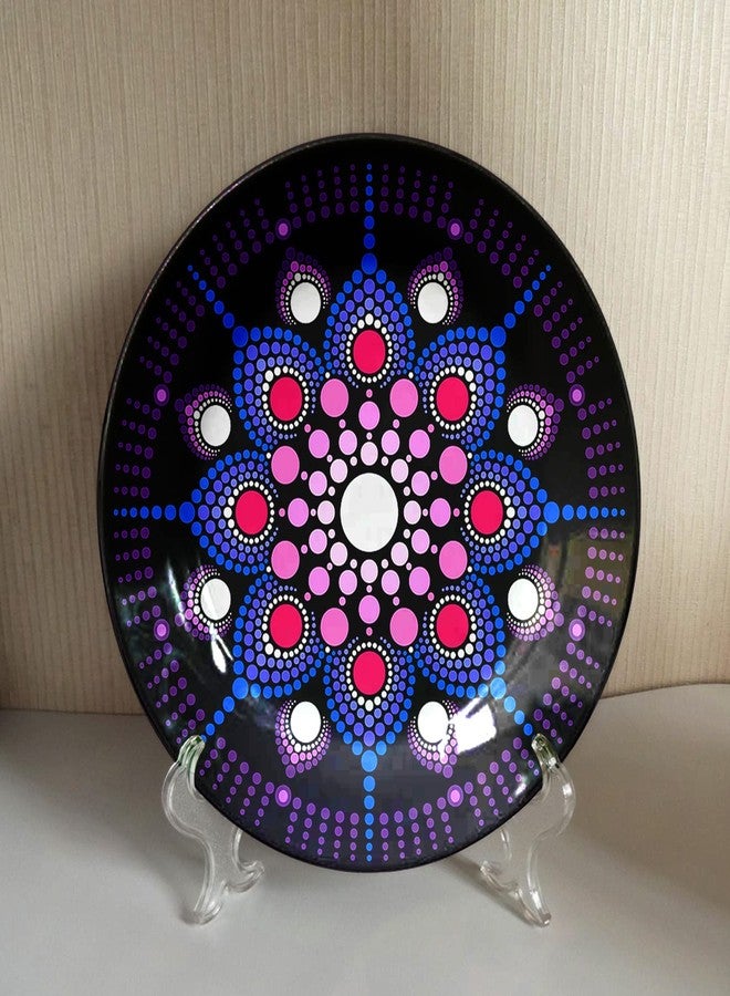JIKRAA® Fine Art Blue Rangoli Ceramic Decorative Designer Wall and Table Top Plate/Platter with Stand and Hook, Decorative Wall Plates for Living Room, Decorative Wall Plates for Home I 8 Inch - Image 2