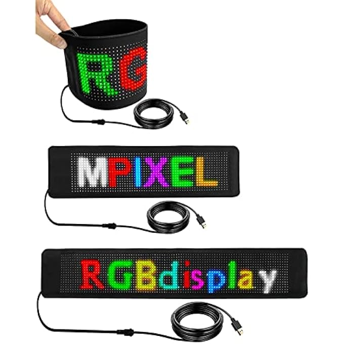 Goshyda Led Car Sign Usb 5V Flexible Led Scrolling Led Sign With App Control 16X64 Programmable Led Panel Custom Text Digital Display For - Image 2