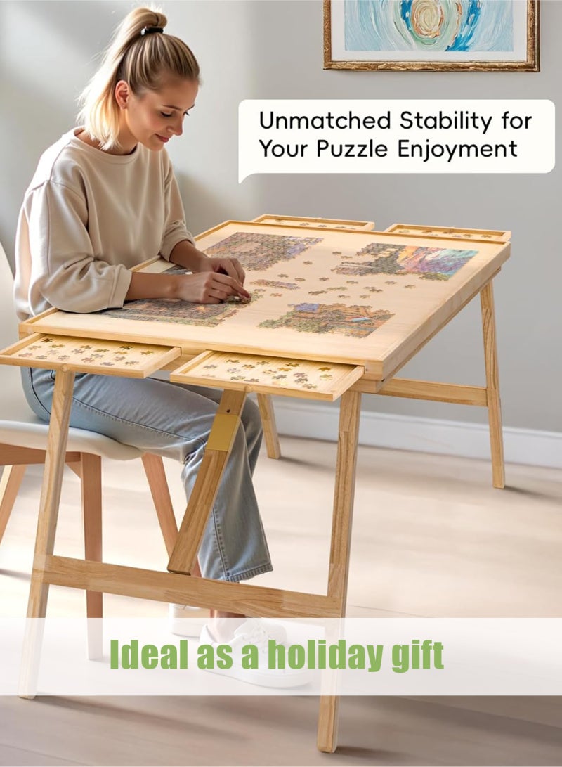 URbazaar 1500 Piece Wooden Jigsaw Puzzle Board, 89cmx69cm Portable Puzzle Table Portable Puzzle Table, 4 Drawers, PP Cover, Lazy Susan Spinning, for Ages 7 and Up - Image 5