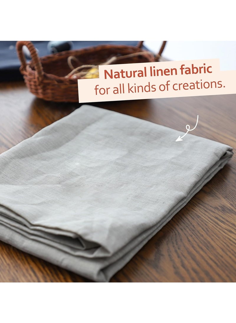 JewelOnPalette 100% Pure Linen Fabric, 58" Wide Linen Material for Cut by The Yard for Dress, Blouse, Shirt, Craft and Embroidery - Light Grey  - Image 3