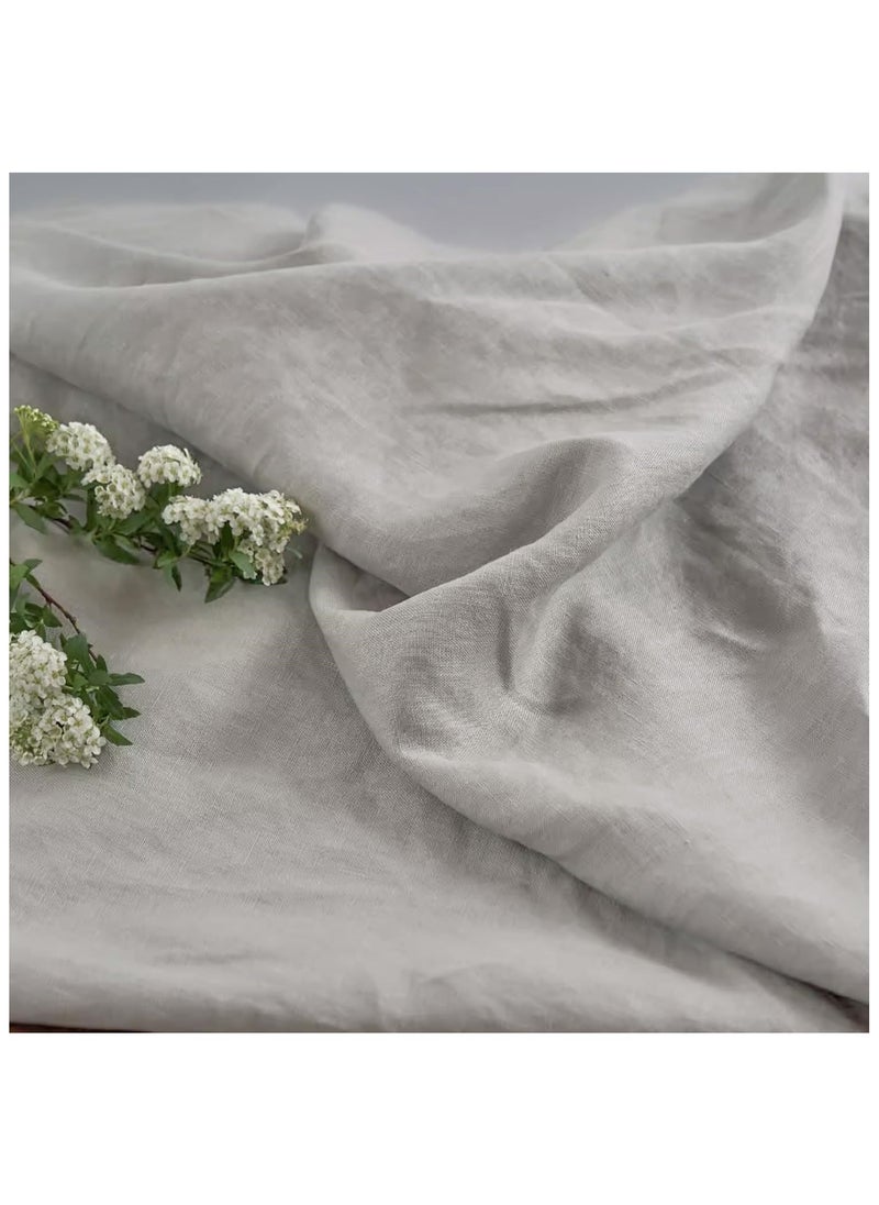 JewelOnPalette 100% Pure Linen Fabric, 58" Wide Linen Material for Cut by The Yard for Dress, Blouse, Shirt, Craft and Embroidery - Light Grey  - Image 1