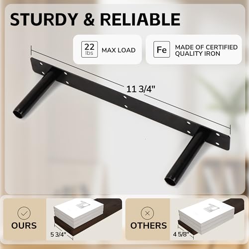 BAMEOS Solid Bamboo Floating Shelves, Set of 2 with Invisible Brackets, Natural Wood Grain Decor for Living Room, Bedroom, Kitchen, Bathroom & Office Storage - Image 3