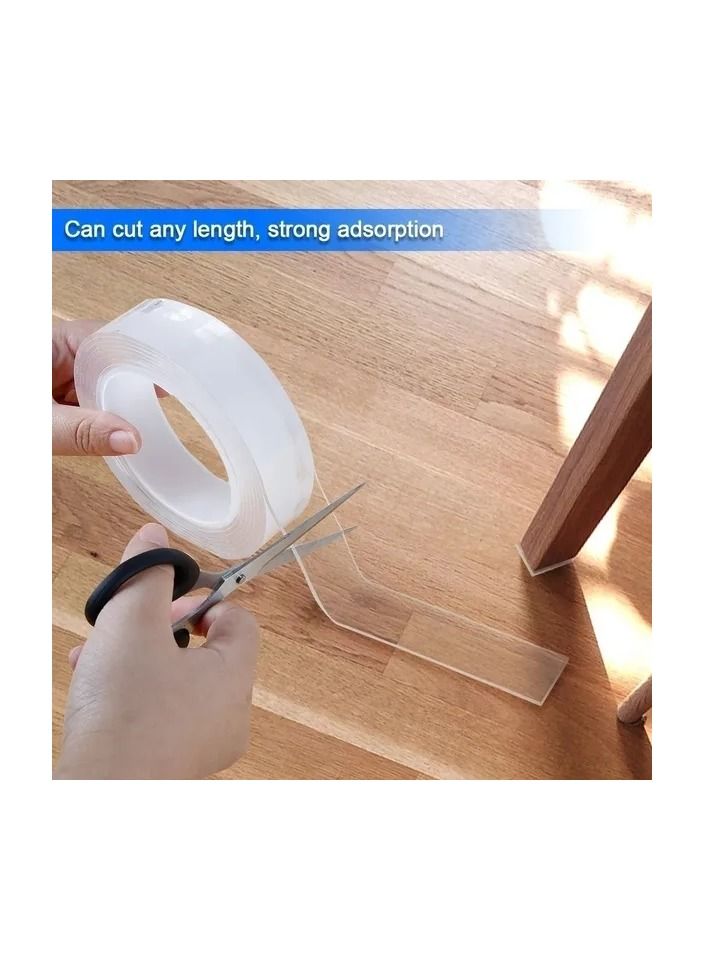 1-Roll 10M Home Improvement Multifunctional Double Sided Tape,Nano Transparent No Trace Washable Acrylic Tape,Reuse Waterproof Adhesive Cleanable Gel Sticker - Image 3