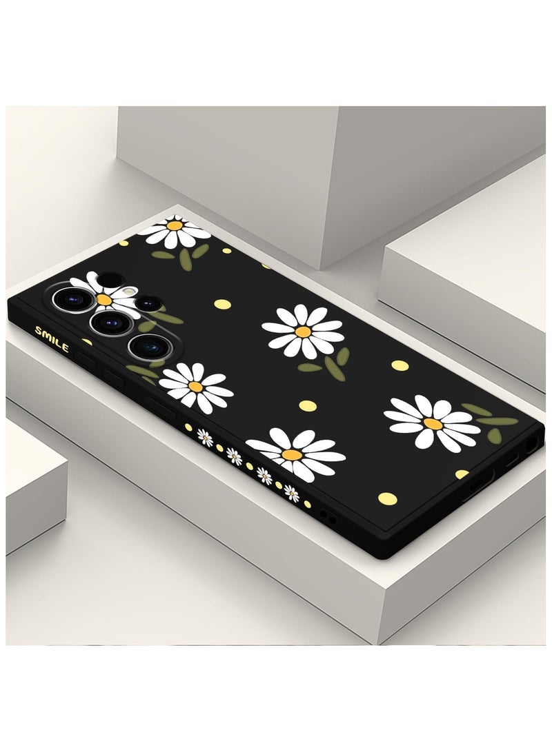 For Samsung Galaxy S23 Ultra Case, for Galaxy S23 Ultra Case Flowers Butterfly Anti Slip Shockproof Flexibility Soft Silicone Protector Phone for Samsung Galaxy S23 Ultra Case-Daisy Black - Image 1