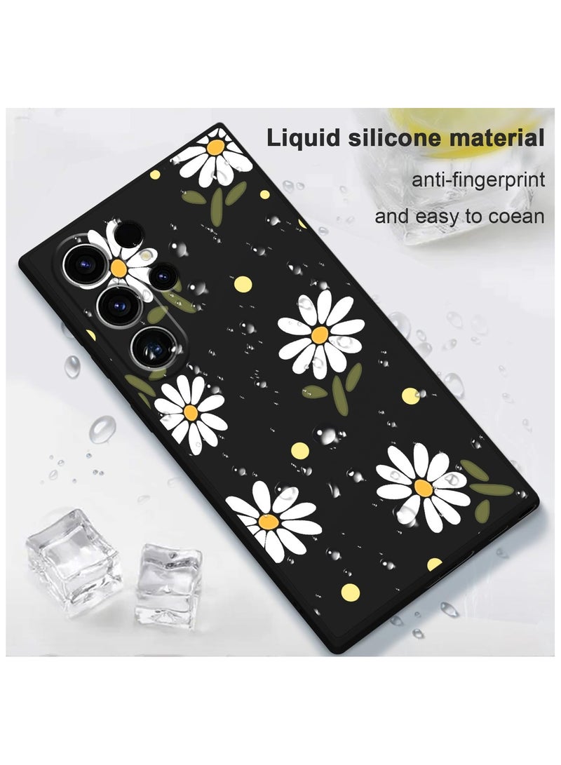 For Samsung Galaxy S23 Ultra Case, for Galaxy S23 Ultra Case Flowers Butterfly Anti Slip Shockproof Flexibility Soft Silicone Protector Phone for Samsung Galaxy S23 Ultra Case-Daisy Black - Image 5