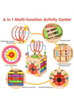 Wooden Activity Cube 6 in 1 Activity Center Toy Montessori Wood Toys Early Learning  Educational Toy with Bead Maze Shape Sorter and Bells - pzsku/Z8753B44EB5514EC56EB5Z/45/_/1688349303/5d154f6e-50ec-457e-b693-5c0375e5a40f