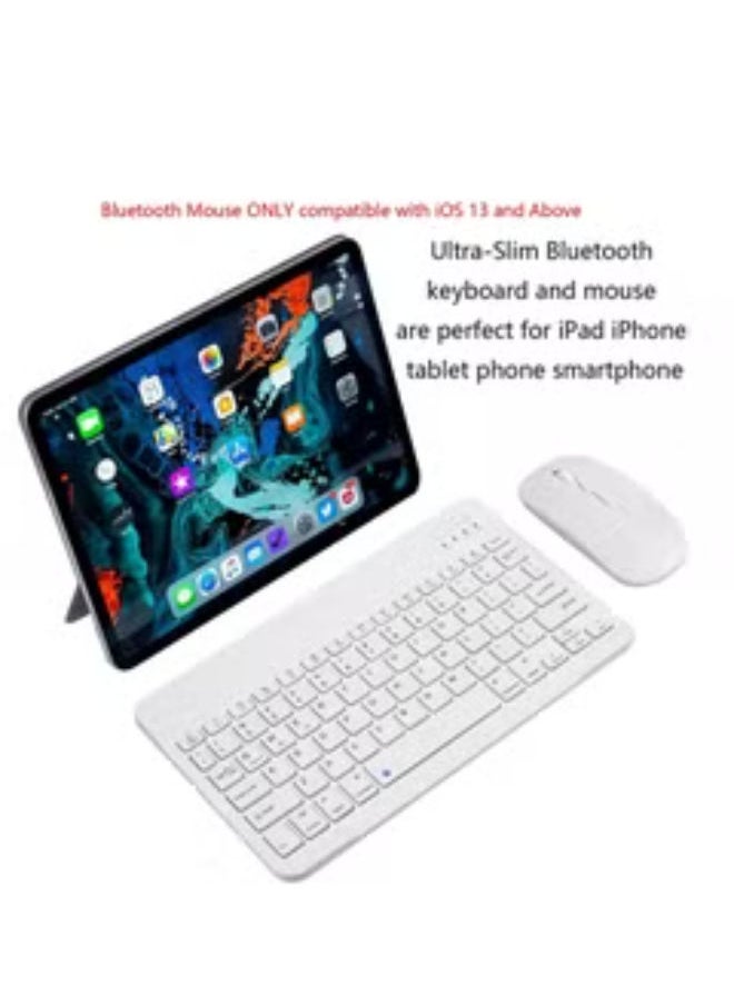SHOPI Bluetooth Keyboard and Mouse Combo Ultra-Slim Portable Compact Wireless Mouse Keyboard Set for IOS Android Windows Tablet Phone iPhone iPad Pro Air Mini (White)  - Image 5