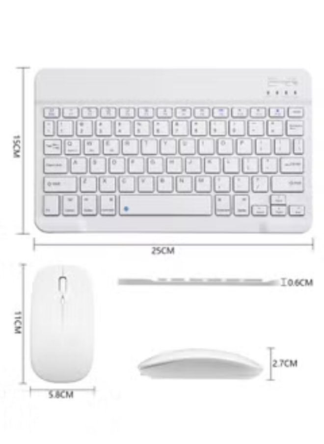 SHOPI Bluetooth Keyboard and Mouse Combo Ultra-Slim Portable Compact Wireless Mouse Keyboard Set for IOS Android Windows Tablet Phone iPhone iPad Pro Air Mini (White)  - Image 4