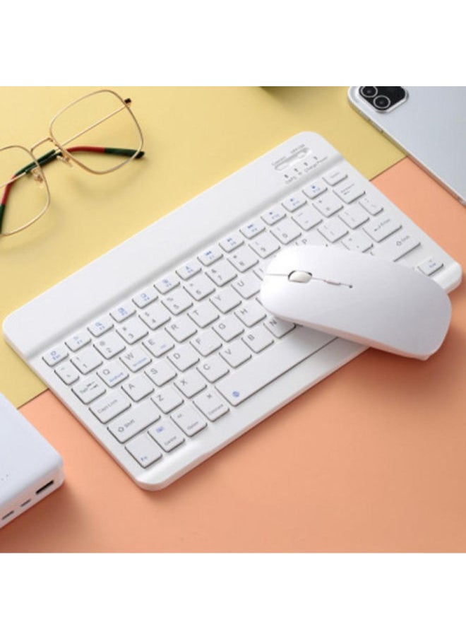 SHOPI Bluetooth Keyboard and Mouse Combo Ultra-Slim Portable Compact Wireless Mouse Keyboard Set for IOS Android Windows Tablet Phone iPhone iPad Pro Air Mini (White)  - Image 1