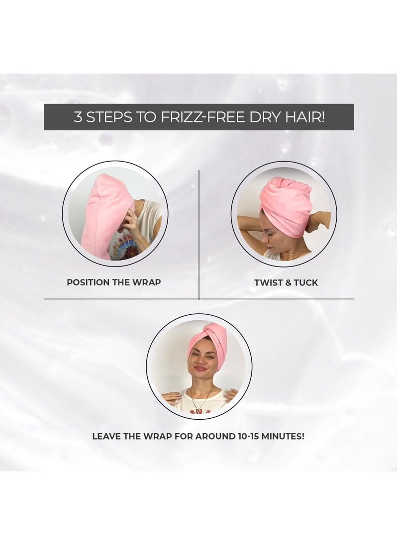 PROLIXR PROLIXR Microfiber Hair Towel Wrap Quick Drying FrizzFree Hair Super Absorbent Gentle on Hair and Skin Hair Types Microfiber Towel For Hair Wrap Pink Created by Savio John Pereira  - Image 3