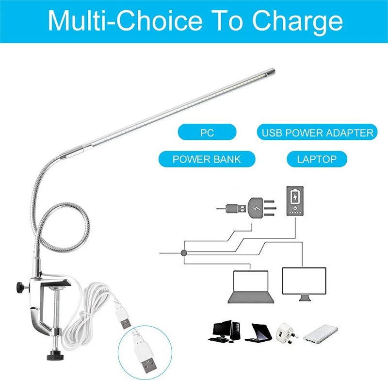 klarako Professional Manicure Table Lamp, LED Desk Lamp with Clamp - USB Led Table Light Portable Clip Table Lamp Study, Tattoo Light,Beauty Manicure, White, 18W - Image 4