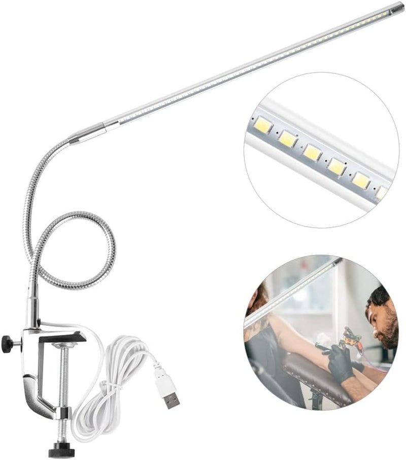 klarako Professional Manicure Table Lamp, LED Desk Lamp with Clamp - USB Led Table Light Portable Clip Table Lamp Study, Tattoo Light,Beauty Manicure, White, 18W - Image 1