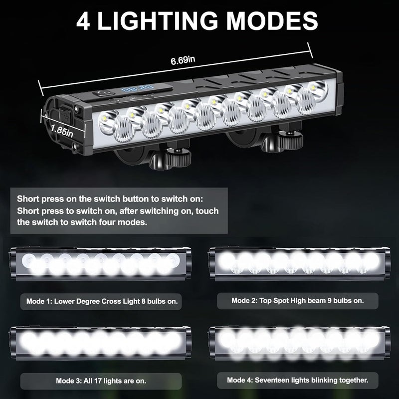 Siuyiu 17* LED 4800 Lumen USB-C Rechargeable Bike Light - Waterproof Bicycle Headlight for Night Riding - Image 3