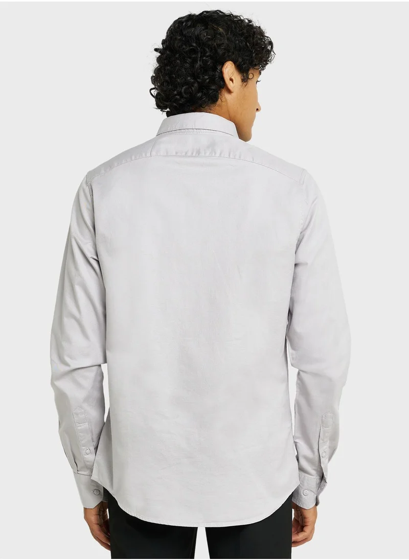 توماس سكوت Thomas Scott Cotton Twill Classic Slim Fit Opaque Casual Shirt