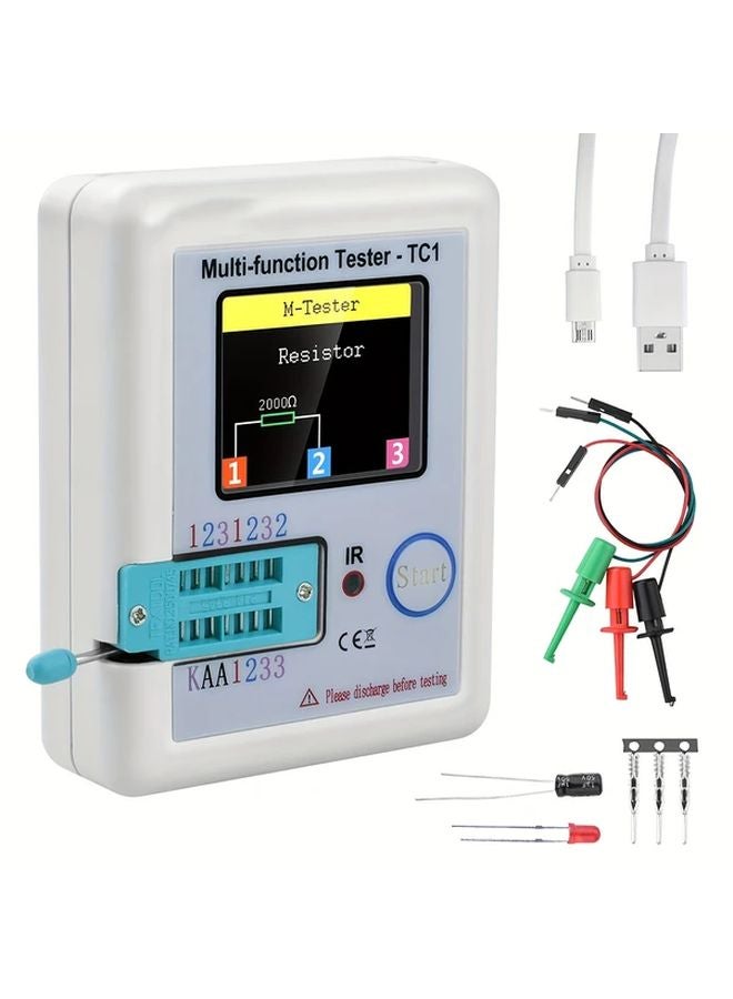 مقياس متعدد LCR TC1 أبيض بشاشة LCD TFT مقاس 1.8 بوصة لفحص الترانزستور والدايود والمكثف والمقاوم واختبار MOSFET - Image 1