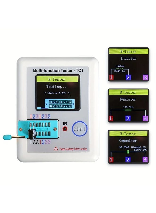 مقياس متعدد LCR TC1 أبيض بشاشة LCD TFT مقاس 1.8 بوصة لفحص الترانزستور والدايود والمكثف والمقاوم واختبار MOSFET - Image 3