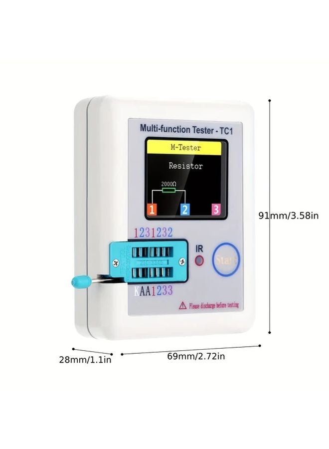 مقياس متعدد LCR TC1 أبيض بشاشة LCD TFT مقاس 1.8 بوصة لفحص الترانزستور والدايود والمكثف والمقاوم واختبار MOSFET - Image 2