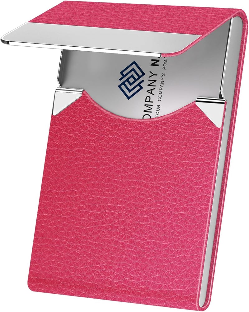 DMFLY Business Card Holder with Ultra Slim Design, Business Card Case with Premium PU Leather, Suit Pocket Metal Card Holder for Women/Men, Magnetic Closure Quick Access Cards - Image 1