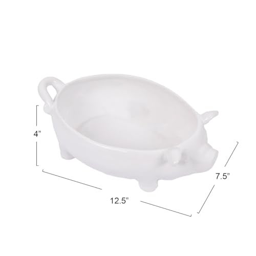 Creative Co-Op White Ceramic Pig Shaped Bowl - Image 4