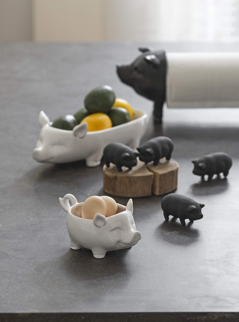 Creative Co-Op White Ceramic Pig Shaped Bowl - Image 2