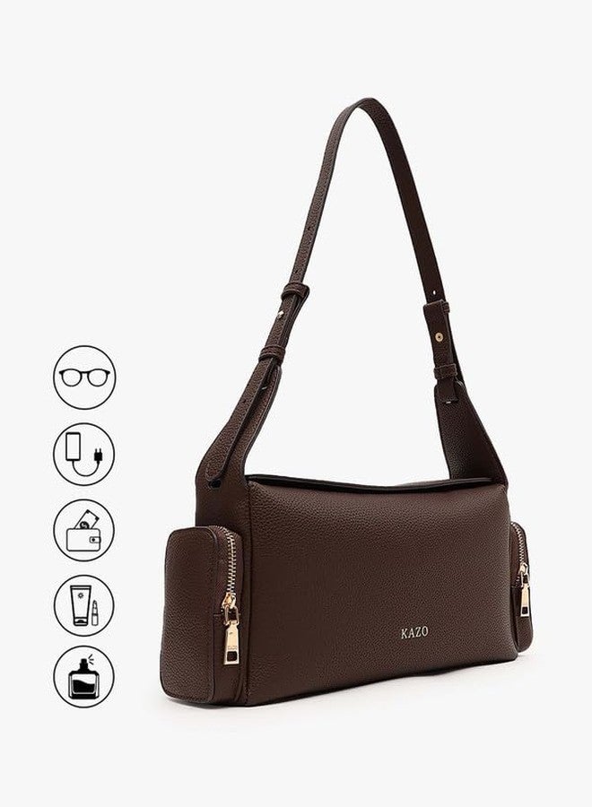 Kazo Bag Brown Shoulder Purse | Premium Faux Leather Handbag - Image 5