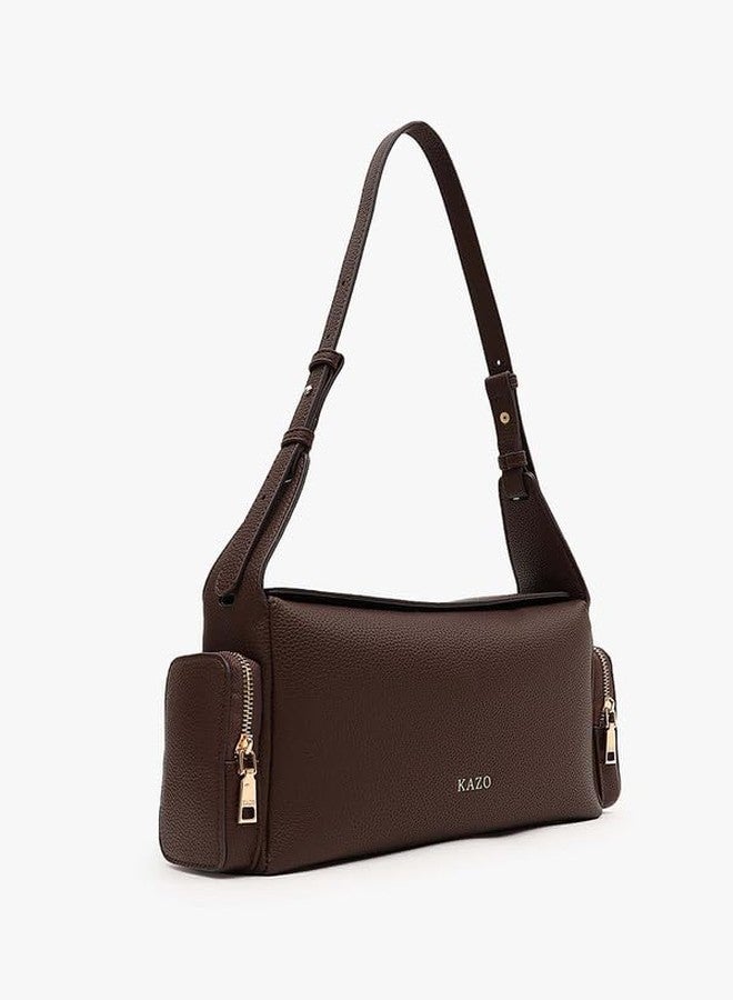 Kazo Bag Brown Shoulder Purse | Premium Faux Leather Handbag - Image 3