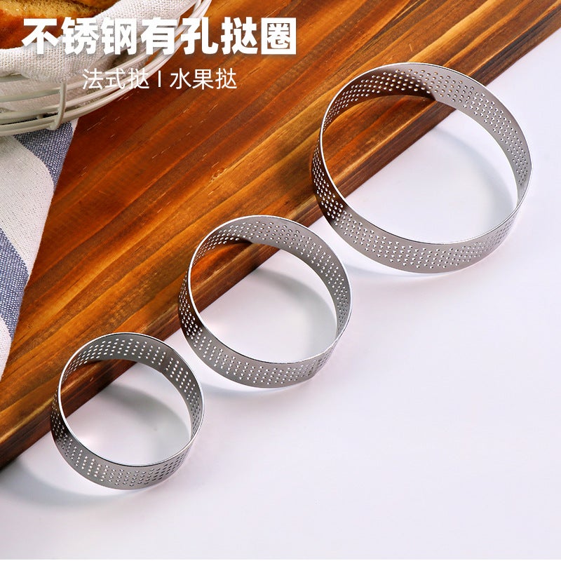 Cross-border French with hole tower ring stainless steel round mousse ring fruit tart ring tart skin mold tower mold cheese mold Round