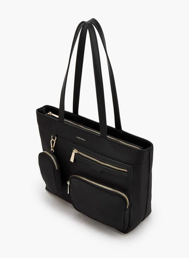 Flora Bella By Shoexpress Black Solid Tote Bag With Double Handle for Women | Best Price UAE