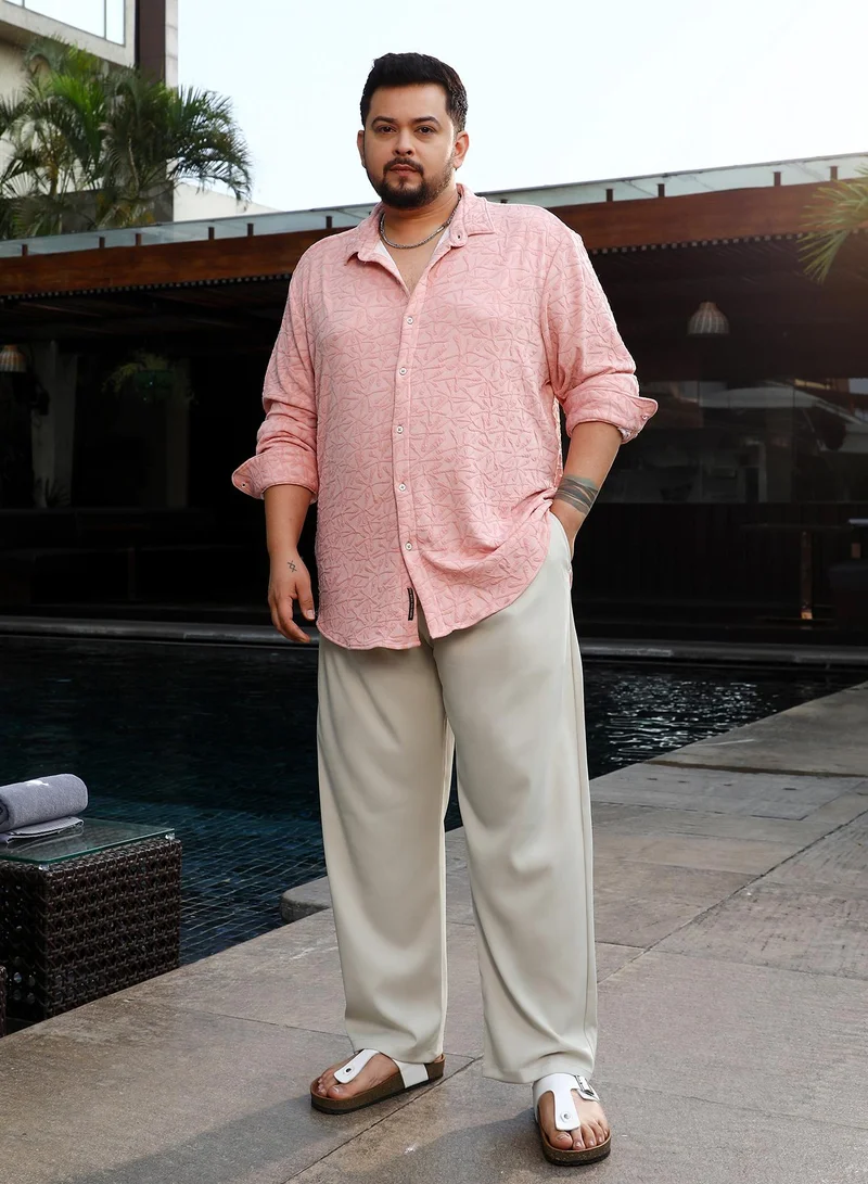 Instafab Plus  Instafab Plus Men's Light Pistachio Straight Pleated Trousers For Casual Wear | Mid-Rise | Straight Fit | Drawstring Closure | Plus Size Trousers Crafted With Comfort Fit For Everyday Wear for Men | Best Price UAE