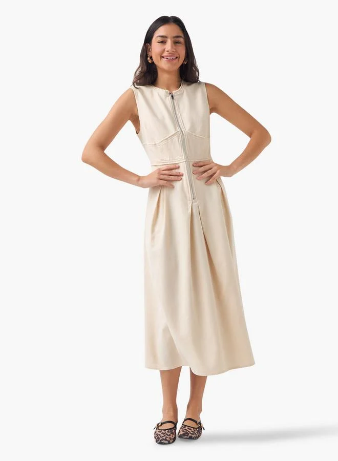 لي كوبر فستان بسحاب أمامي مطوي