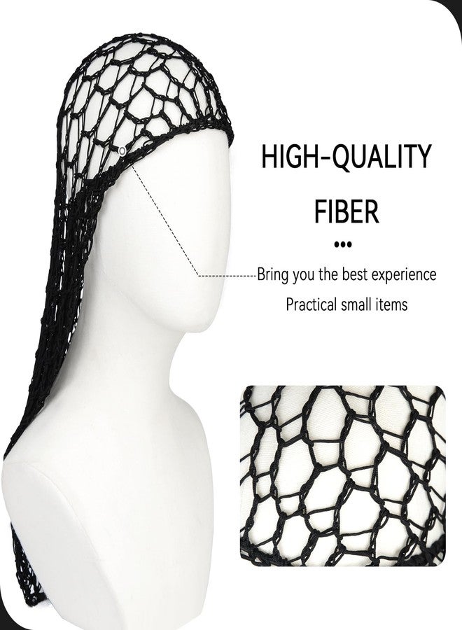 XRACEPHOL 2 PCS Extra Long Hair Nets for Sleeping Mesh Crochet Hair Wrap Breathable Sleep Cap for Women Reusable Elastic Hairnet（Black，Black） - Image 2