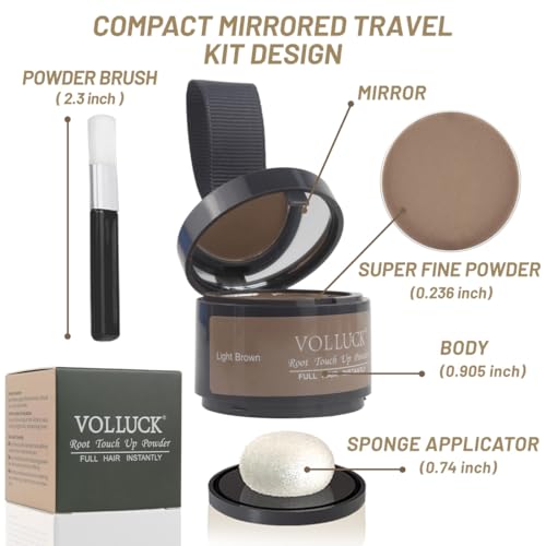 VOLLUCK Root Touch up Powder Instant Hairline Powder for Thinning Areas and Gray Hair Coverage Natural and Nongreasy Root Cover up for Women and Men Light Brown 014 Ounce - Image 3