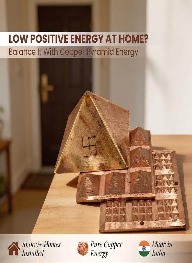 Plus Value Pure Copper Pyramid Set for Vastu Remedies, Positive Energy, Wish Pyramid 100x Powerful Goals and Wish Manifestation (Size: 4-Inches, Home, Office, Building, Factory, Shop Decor) - Image 2
