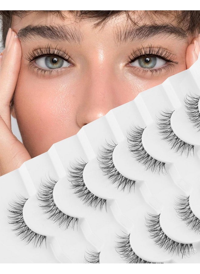Jiocolor - Natural False Eyelashes Clear Band Lashes Natural Look Jiocolor Wispy Faux Mink Lashes Demi-wispies Fake Lahes 12MM 7 Pairs Wispy Dream(7mm-12mm) - Image 1