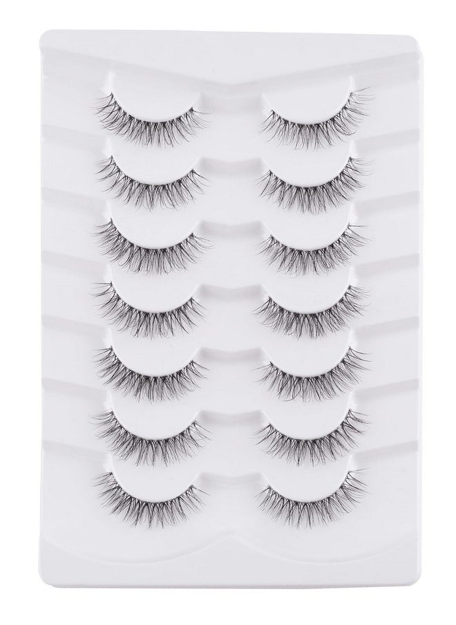 Jiocolor - Natural False Eyelashes Clear Band Lashes Natural Look Jiocolor Wispy Faux Mink Lashes Demi-wispies Fake Lahes 12MM 7 Pairs Wispy Dream(7mm-12mm) - Image 1