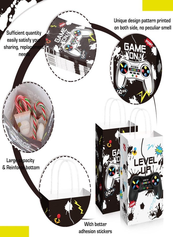Saypacck 30 Pcs Video Game Party Gift Bags Gamer Theme Party Supplies Level up Paper Handbag Goodie Bag with Handle Gaming Favors for Birthday(Black and White) - Image 3