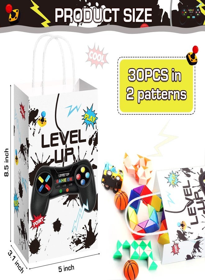 Saypacck 30 Pcs Video Game Party Gift Bags Gamer Theme Party Supplies Level up Paper Handbag Goodie Bag with Handle Gaming Favors for Birthday(Black and White) - Image 2