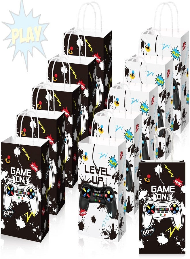Saypacck 30 Pcs Video Game Party Gift Bags Gamer Theme Party Supplies Level up Paper Handbag Goodie Bag with Handle Gaming Favors for Birthday(Black and White) - Image 1