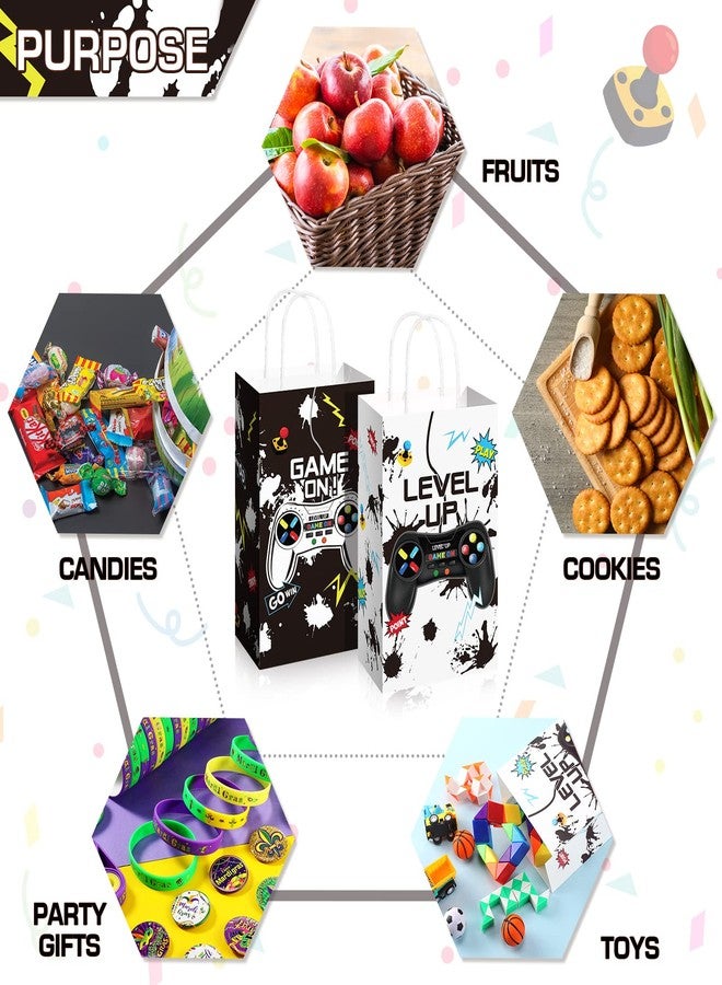 Saypacck 30 Pcs Video Game Party Gift Bags Gamer Theme Party Supplies Level up Paper Handbag Goodie Bag with Handle Gaming Favors for Birthday(Black and White) - Image 4